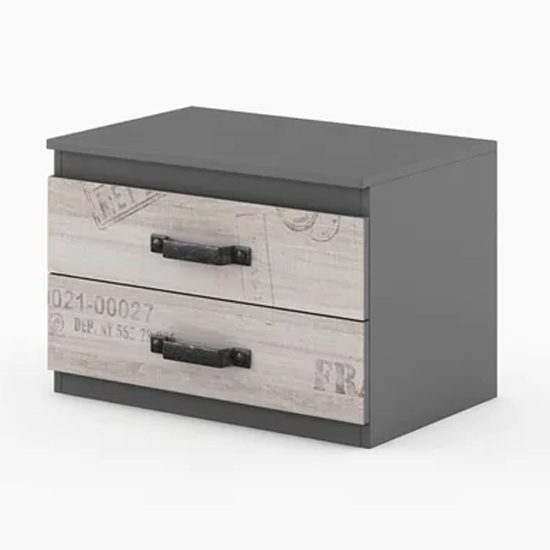 Product photograph of Sault Kids Wooden Bedside Cabinet With 2 Drawers In Graphite from Furniture in Fashion