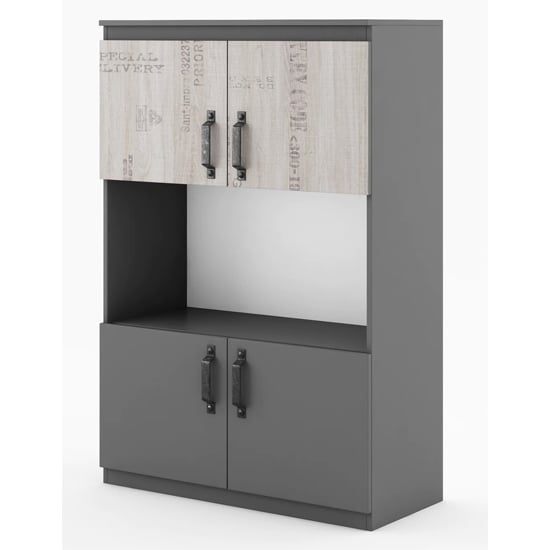Product photograph of Sault Kids Wooden Sideboard With 4 Doors In Graphite from Furniture in Fashion