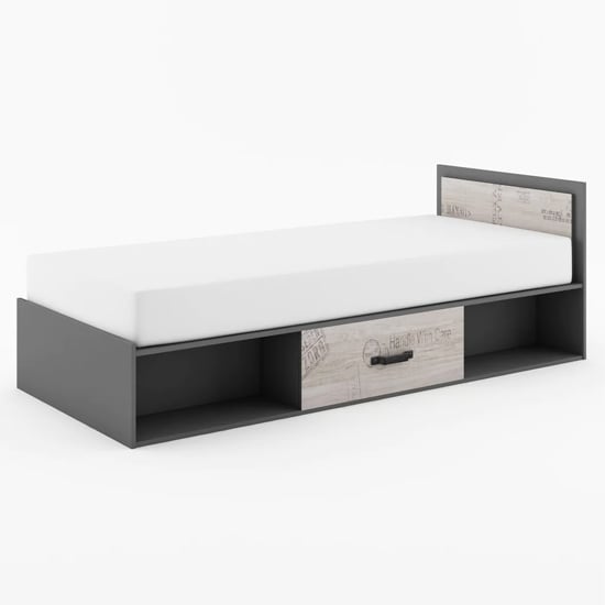 Product photograph of Sault Kids Wooden Single Bed Mattress Storage In Graphite from Furniture in Fashion