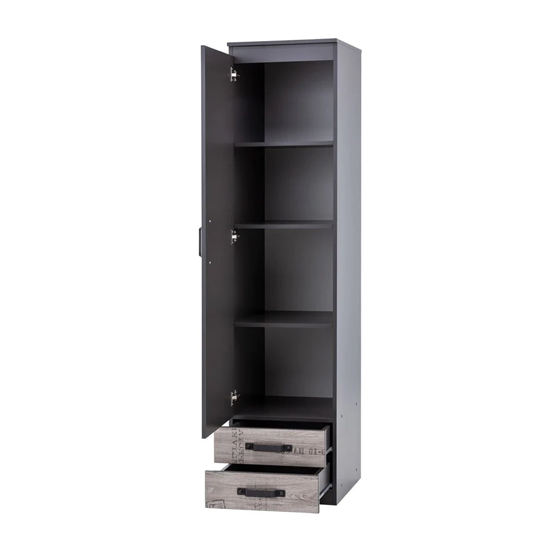 Sault Kids Wooden Storage Cabinet Tall With 1 Door In Graphite