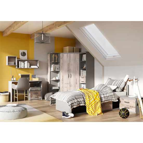 Sault Kids Wooden Storage Cabinet Tall With 1 Door In Graphite