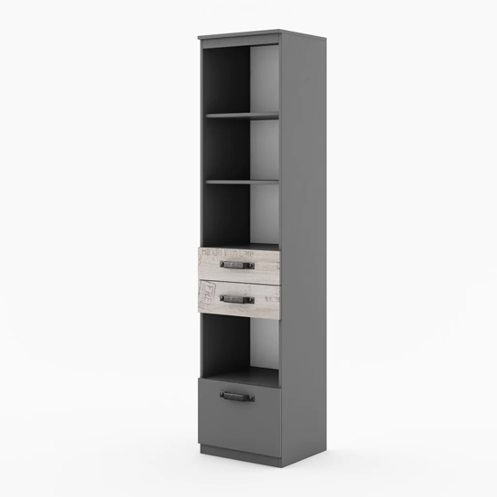 Read more about Sault kids wooden storage cabinet tall 3 drawers in graphite
