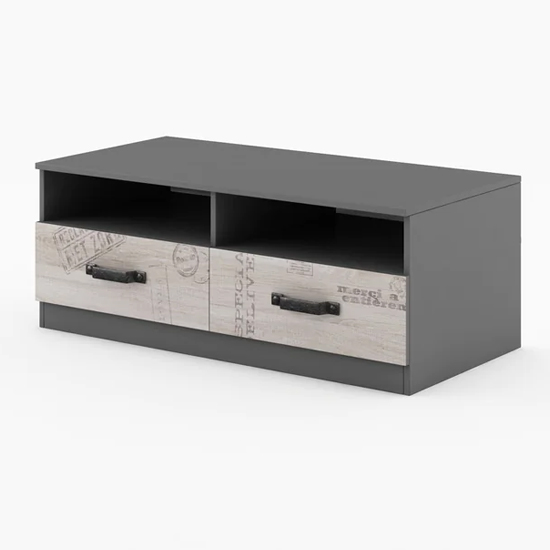 Read more about Sault kids wooden tv stand with 2 drawers in graphite
