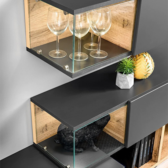 Sault Wooden Entertainment Unit In Anthracite With LED Lighting