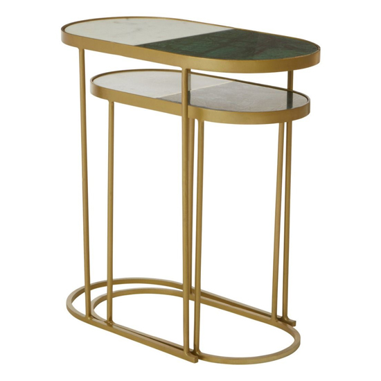 Saur Marble Nest Of 2 Tables With Gold Metal Base