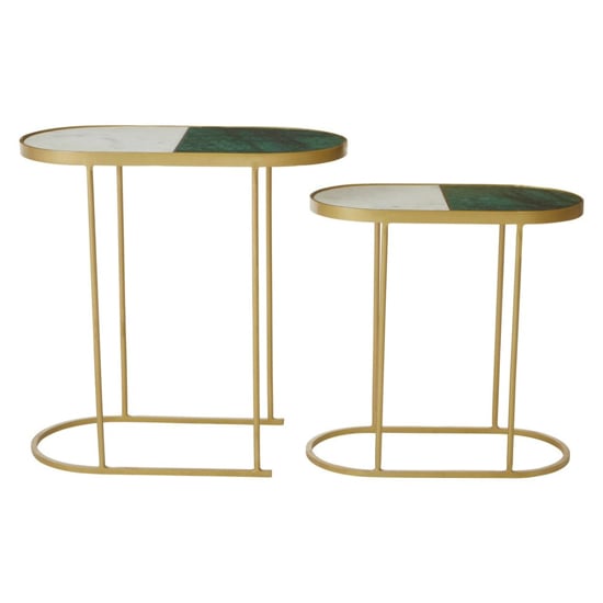 Saur Marble Nest Of 2 Tables With Gold Metal Base_3