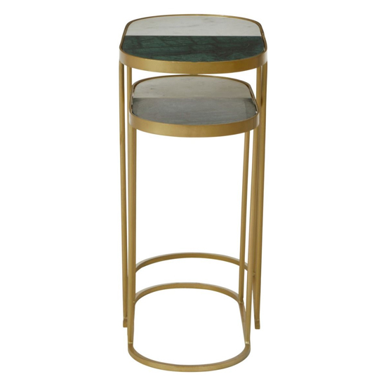 Saur Marble Nest Of 2 Tables With Gold Metal Base