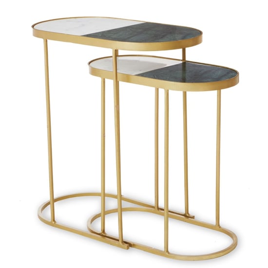 Saur Marble Nest Of 2 Tables With Gold Metal Base