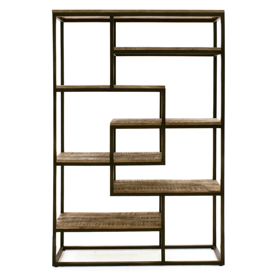 Product photograph of Savanah Wide Wooden Shelving Unit With Metal Frame In Natural from Furniture in Fashion
