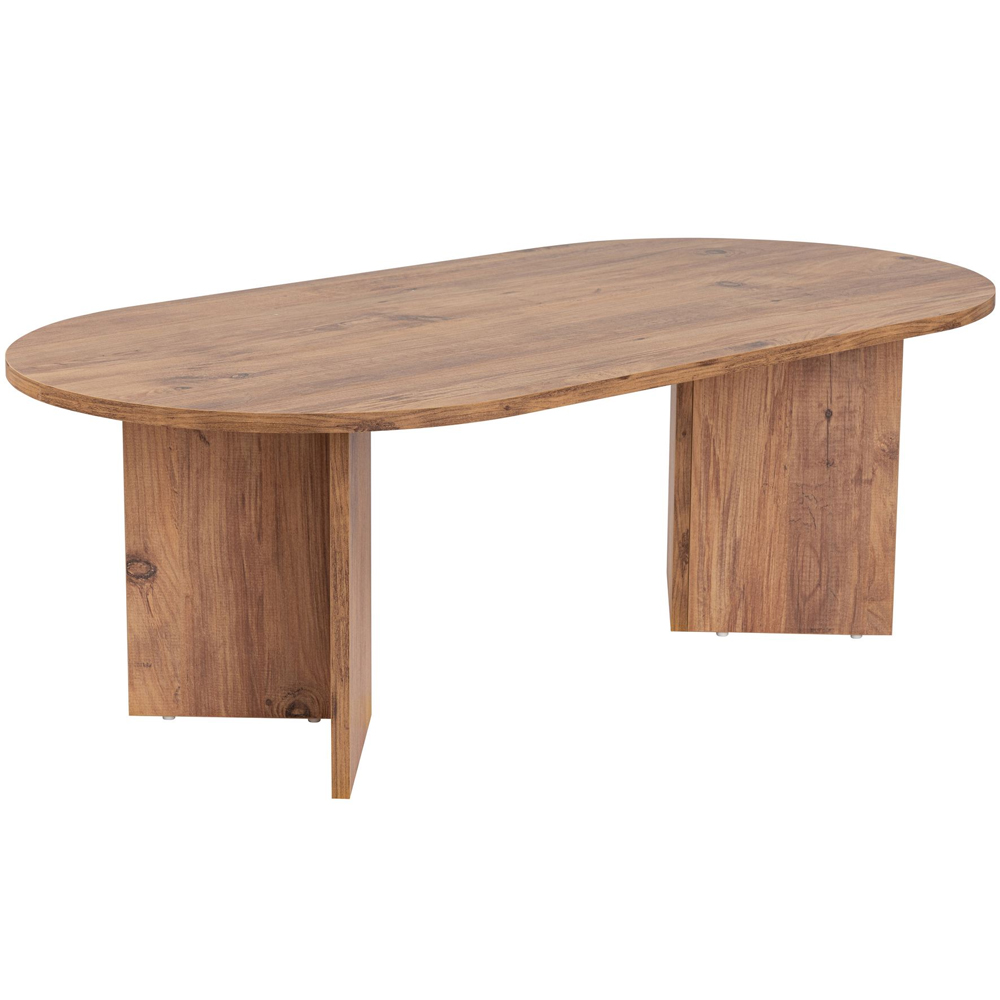 Savelio Oval Wooden Coffee Table in Atlantic Pine