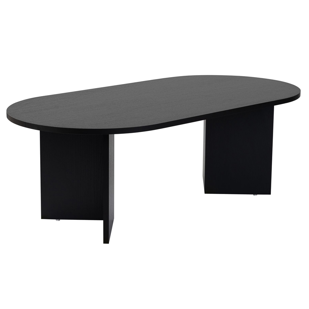 Savelio Oval Wooden Coffee Table in Black