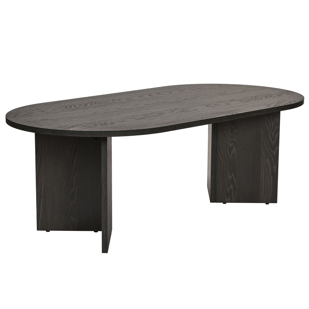 Savelio Oval Wooden Coffee Table in Lumiere Black