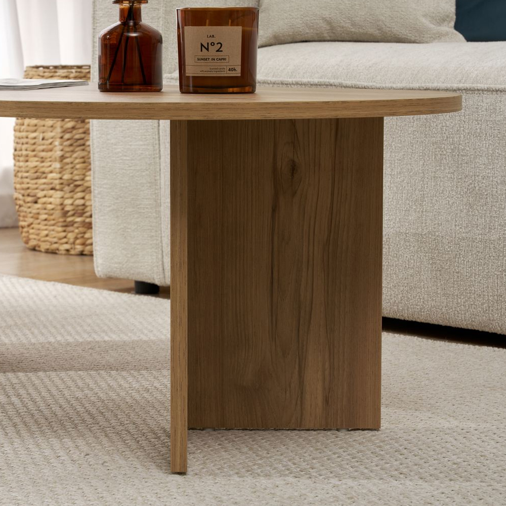 Savelio Oval Wooden Coffee Table in Oak