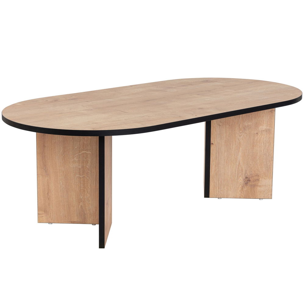 Savelio Oval Wooden Coffee Table in Sapphire Oak and Black
