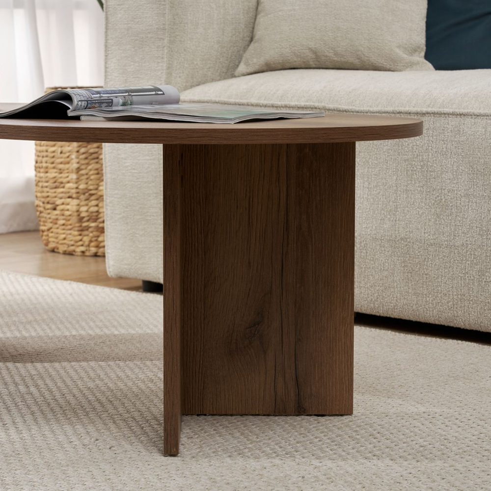 Savelio Oval Wooden Coffee Table in VNT Walnut