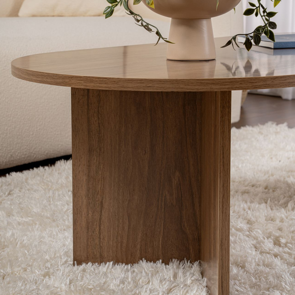 Savelio Oval Wooden Coffee Table in Walnut