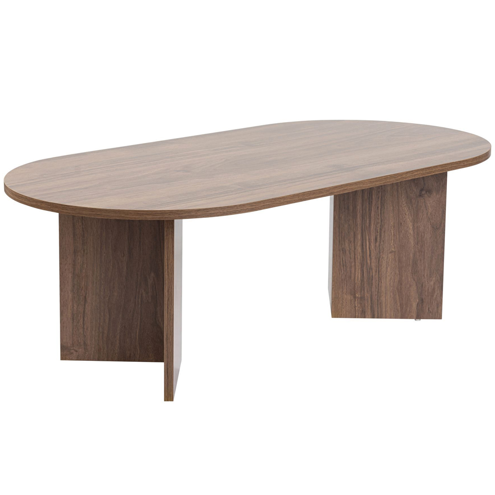 Savelio Oval Wooden Coffee Table in Walnut