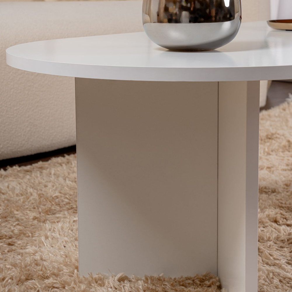 Savelio Oval Wooden Coffee Table in White