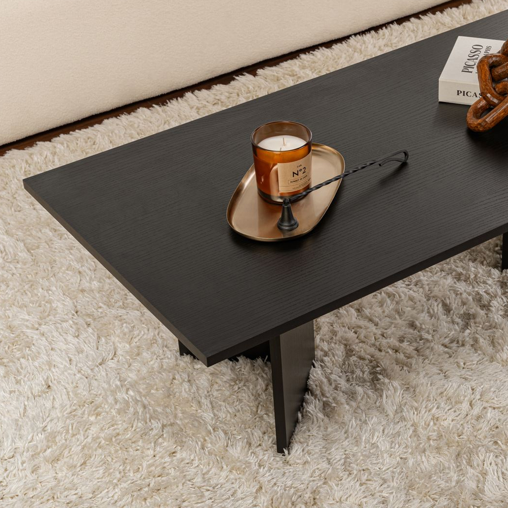 Savella Rectangular Wooden Coffee Table in Black