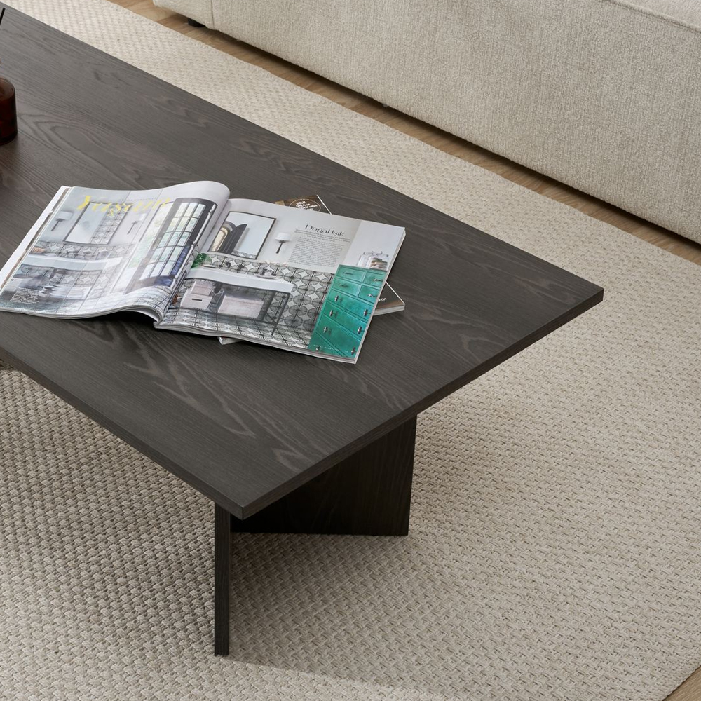 Savella Rectangular Wooden Coffee Table in Lumiere Black