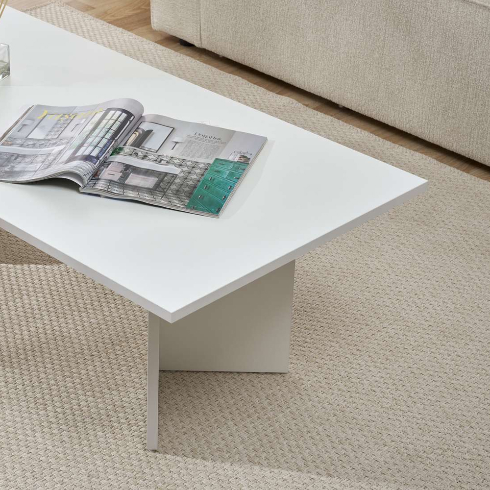 Savella Rectangular Wooden Coffee Table in White