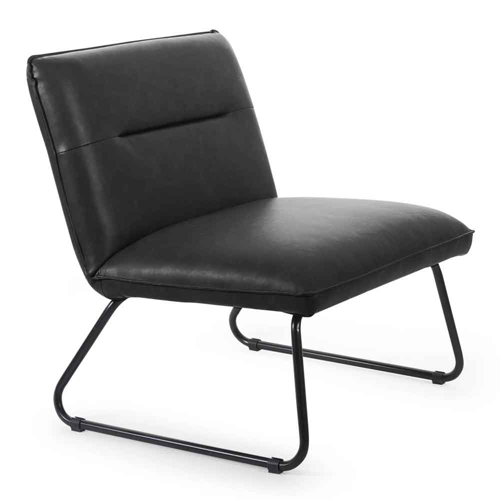 Savelle Faux Leather Lounge Chair in Black