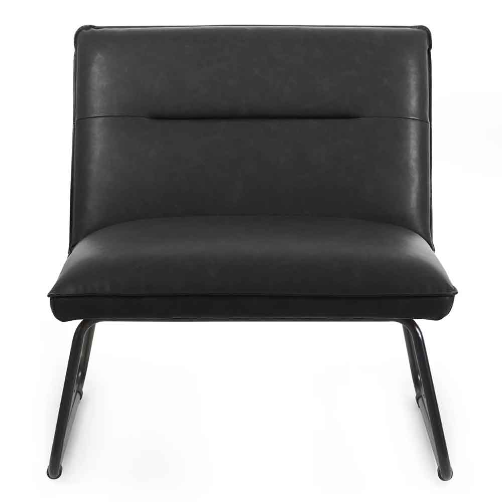 Savelle Faux Leather Lounge Chair in Black