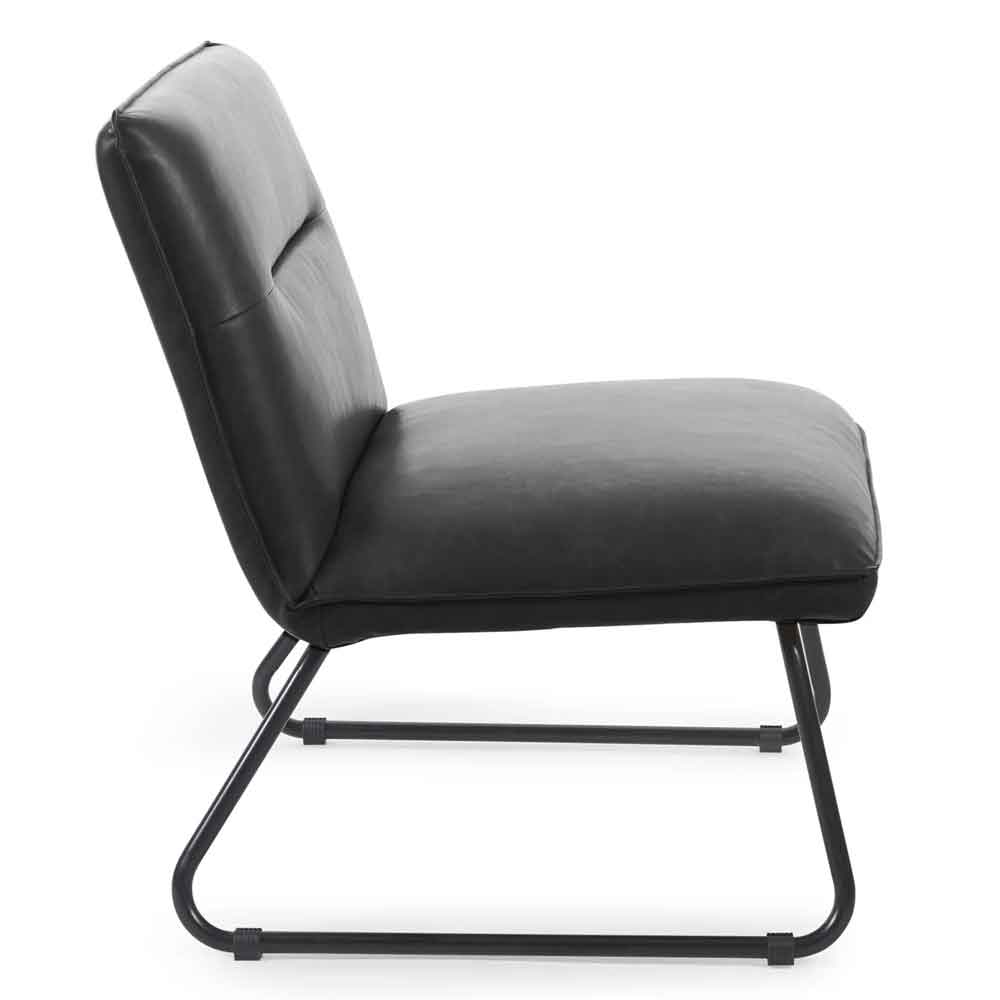Savelle Faux Leather Lounge Chair in Black