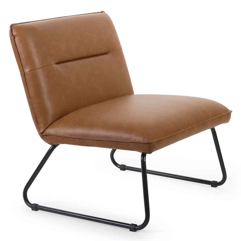 Savelle Faux Leather Lounge Chair in Brown