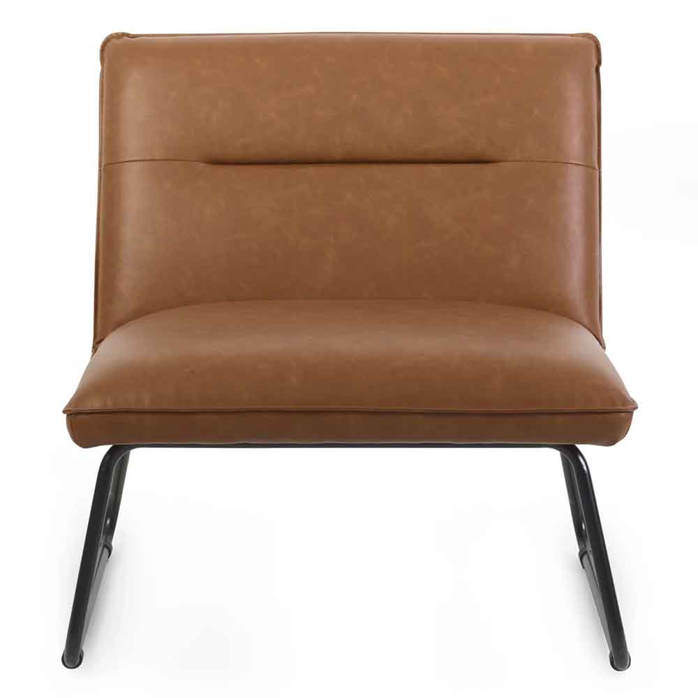 Savelle Faux Leather Lounge Chair in Brown