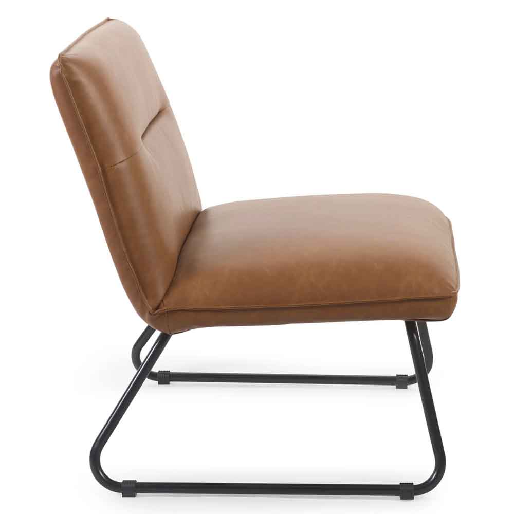 Savelle Faux Leather Lounge Chair in Brown