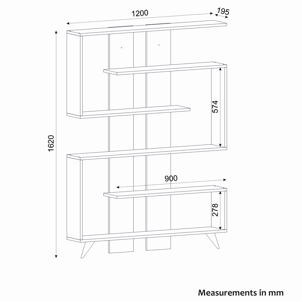 Savero Wooden Bookcase with 5 Shelves in White and Walnut