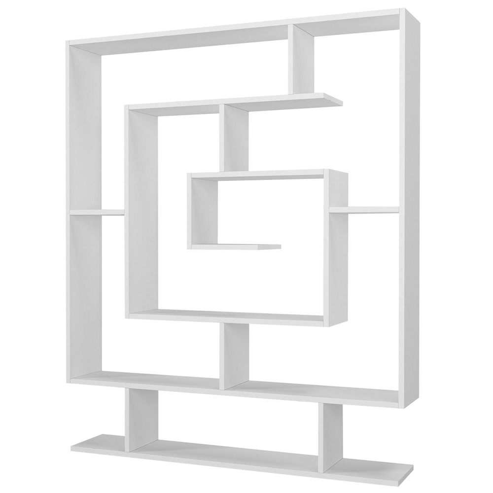 Savero Wooden Bookcase with 9 Shelves in White