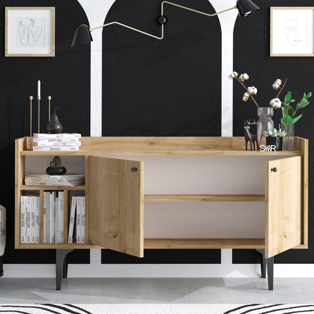 Savero Wooden Sideboard With 2 Doors In Sapphire Oak