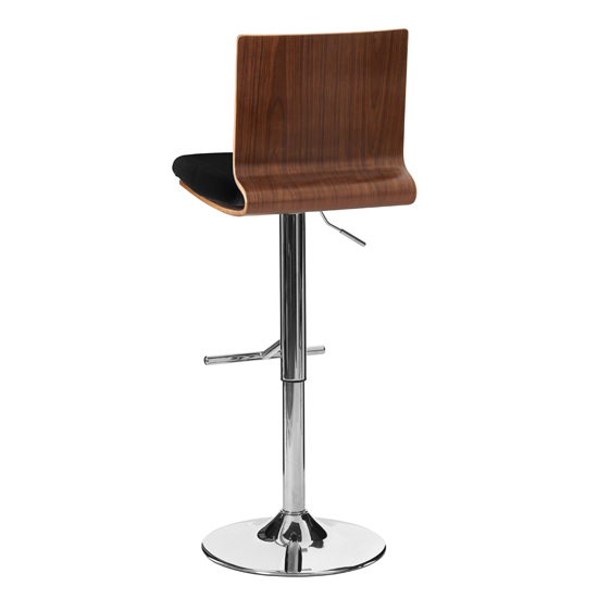 Savial Faux Leather Seat Bar Stool In Black And Walnut_2