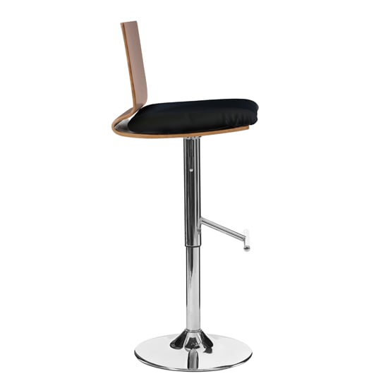 Savial Faux Leather Seat Bar Stool In Black And Walnut_3