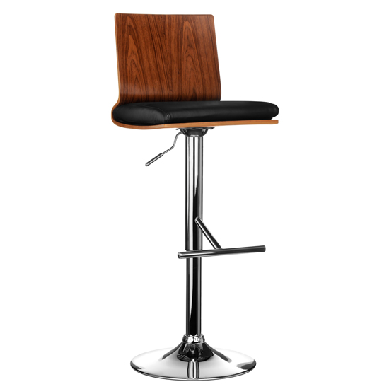 Savial Faux Leather Seat Bar Stool In White And Walnut FiF
