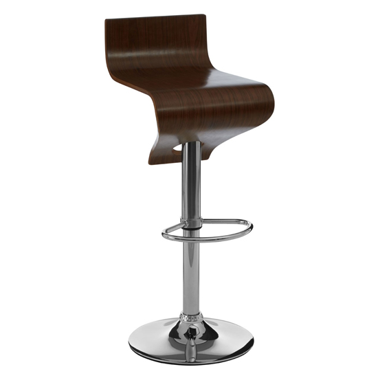 Savial Wooden Bar Stool In Walnut With White Leather Seat FiF