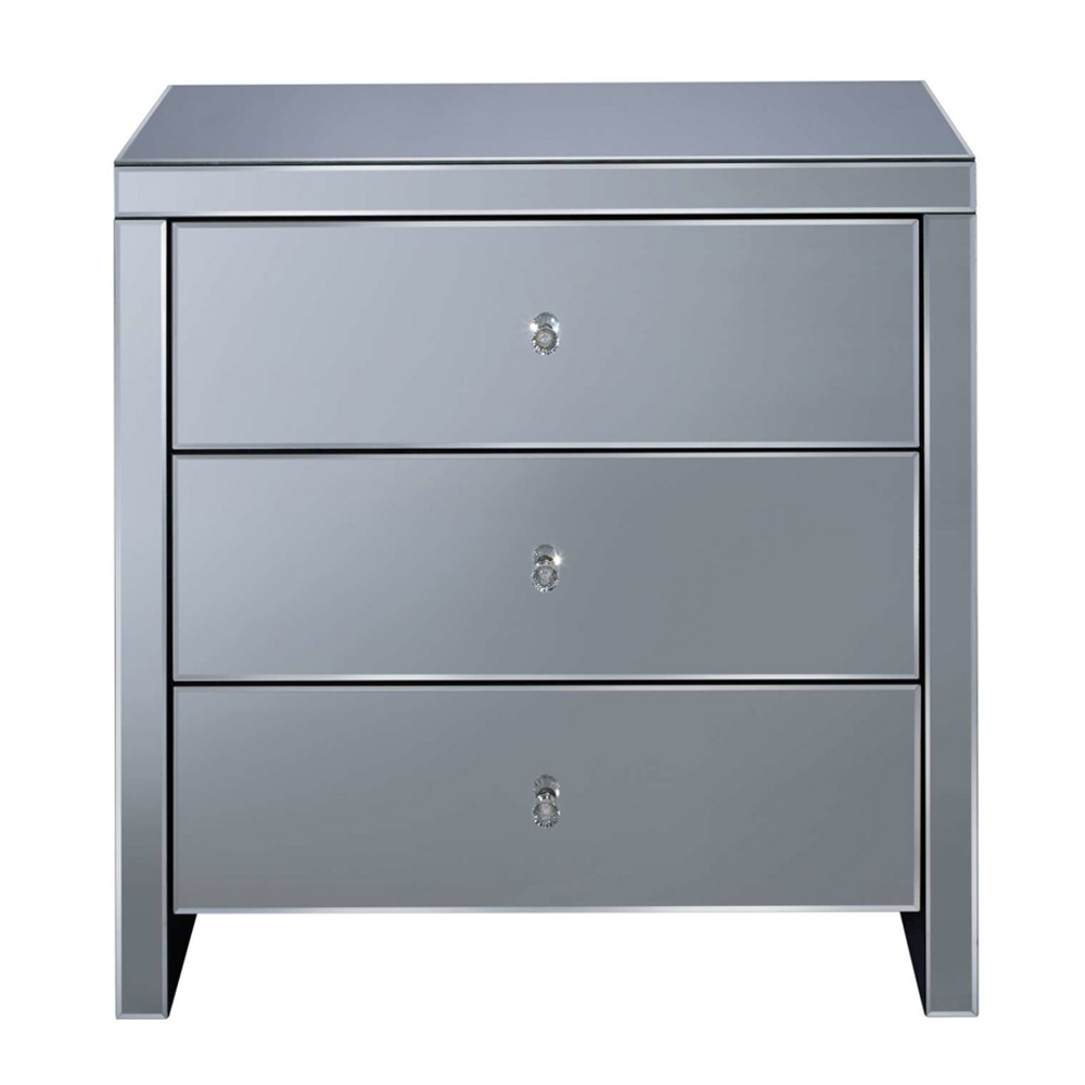 Saville Mirrored Chest Of 3 Drawers In Silver