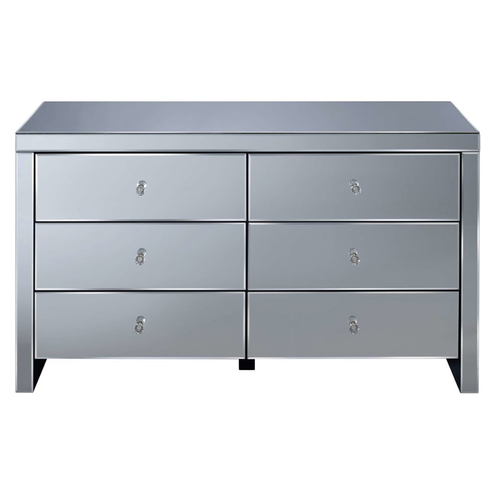 Saville Mirrored Chest Of 6 Drawers In Silver