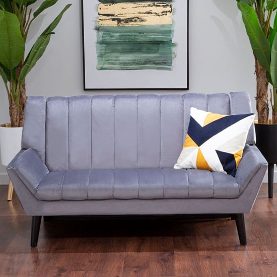Savinos Upholstered Velvet 2 Seater Sofa In Grey_1