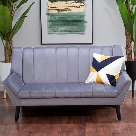 Photo of Savinos upholstered velvet 2 seater sofa in grey