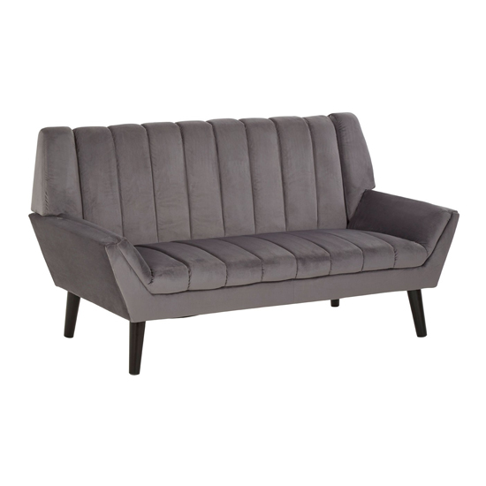 Savinos Velvet Upholstered 2 Seater Sofa In Grey