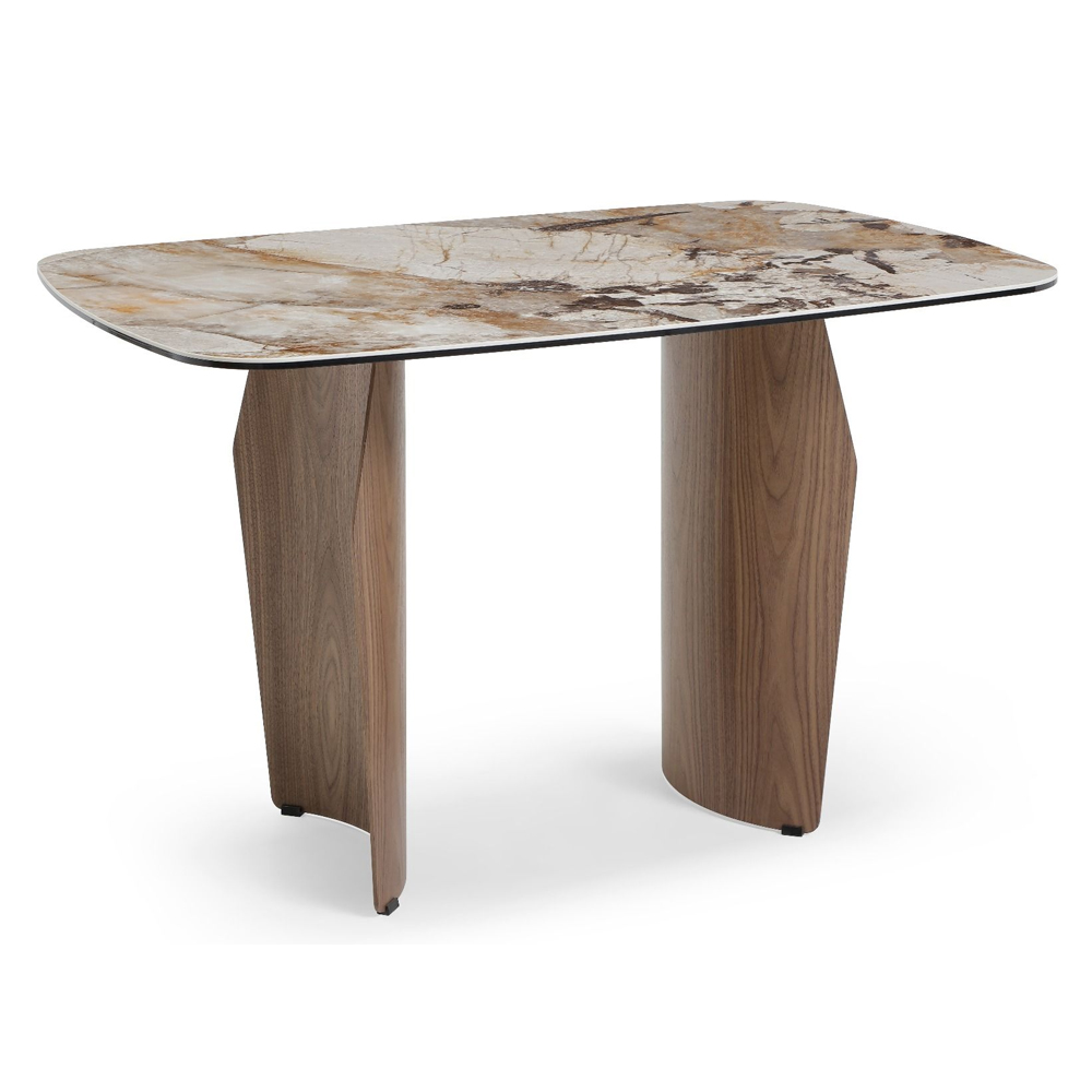 Savlune Pandora Vendome Ceramic Top Dining Table with Walnut Legs