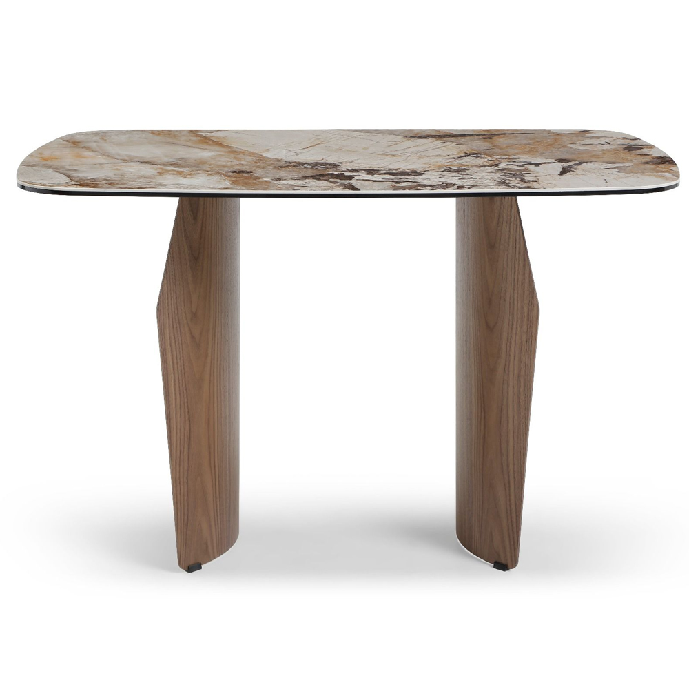 Savlune Pandora Vendome Ceramic Top Dining Table with Walnut Legs