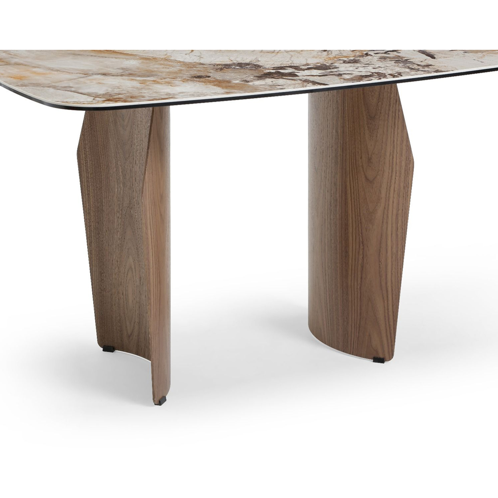Savlune Pandora Vendome Ceramic Top Dining Table with Walnut Legs
