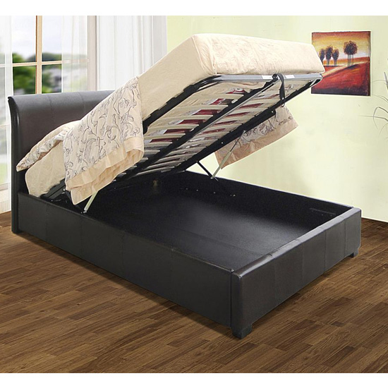 Salwah Faux Leather Storage King Size Bed In Black_2