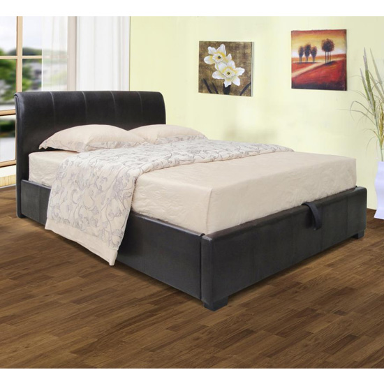 Salwah Faux Leather Storage King Size Bed In Black Furniture in Fashion