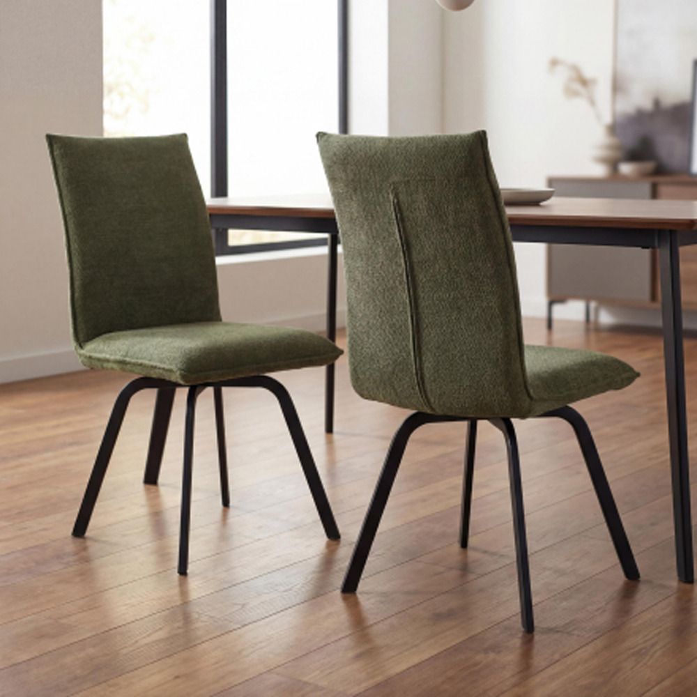 Savona Green Fabric Dining Chairs in Pair