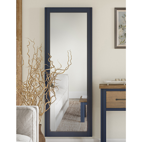 Product photograph of Savona Wall Mirror Extra Long In Blue Wooden Frame from Furniture in Fashion